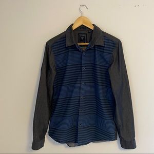 Guess || Men’s Casual Black and Blue Shirt